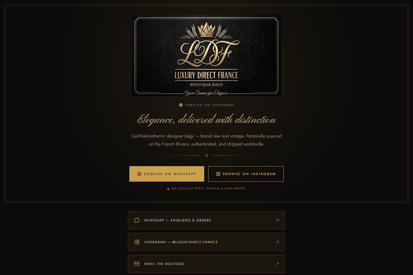 Luxury Direct France homepage
